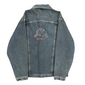 Vintage 90s Y2K Las Vegas Rhinestone Denim Jean Jacket